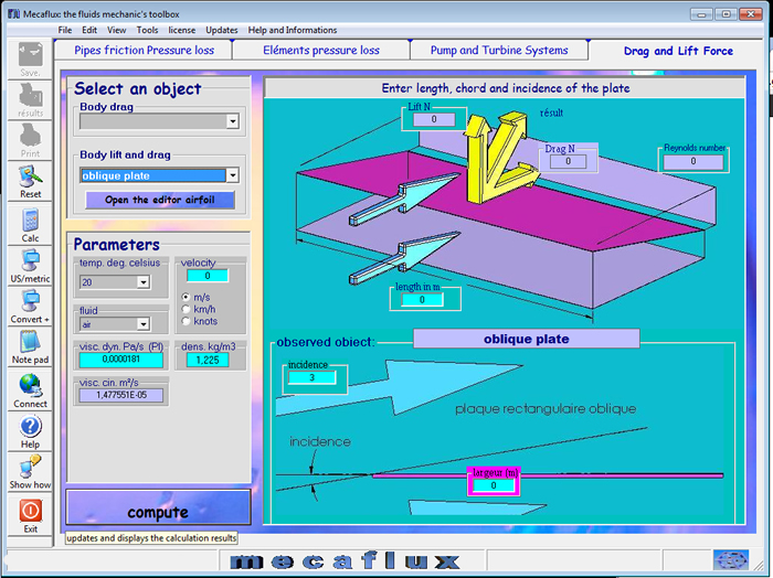 drag force on oblique plate